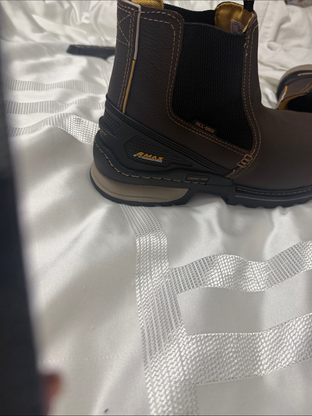 Avenger Brown Work Chelsea Boot with Yellow Accents